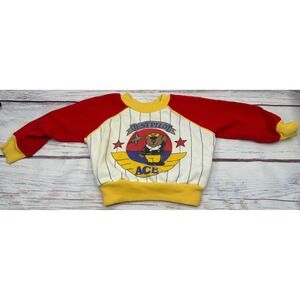 Vintage Favorites Test Pilot Ace Bear Sweatshirt Toddler18M Red Yellow Pinstripe